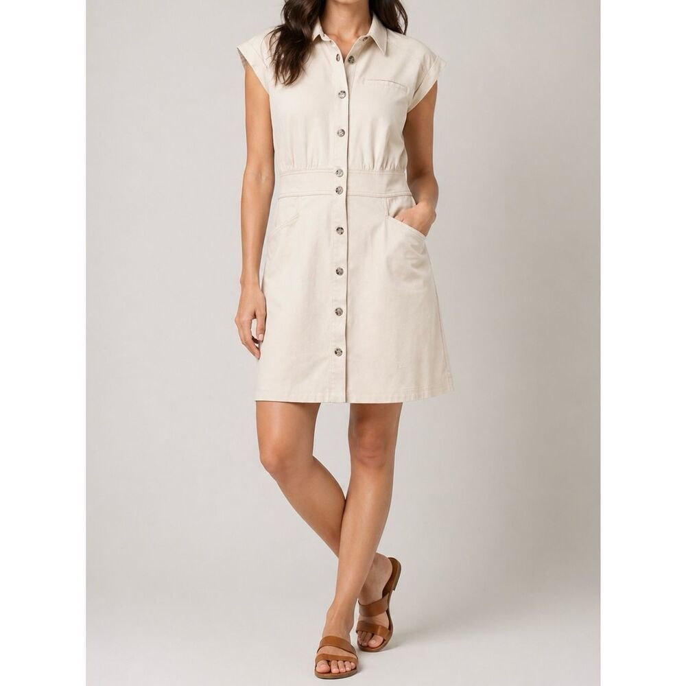 Twill Utility Dress in Eggshell Beige Women’s XL – NWT (Minor Marks)